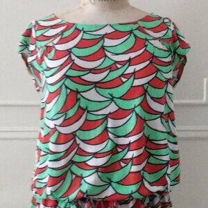 Little Yellow Button Anthropologie S Geometric Pop Art Flapper Knit Top Tunic